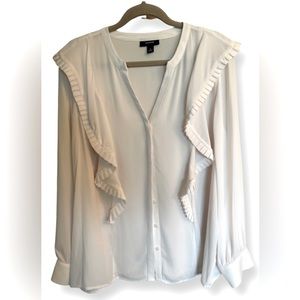 NWOT Elegant Alfani Cream Ruffle Blouse XL